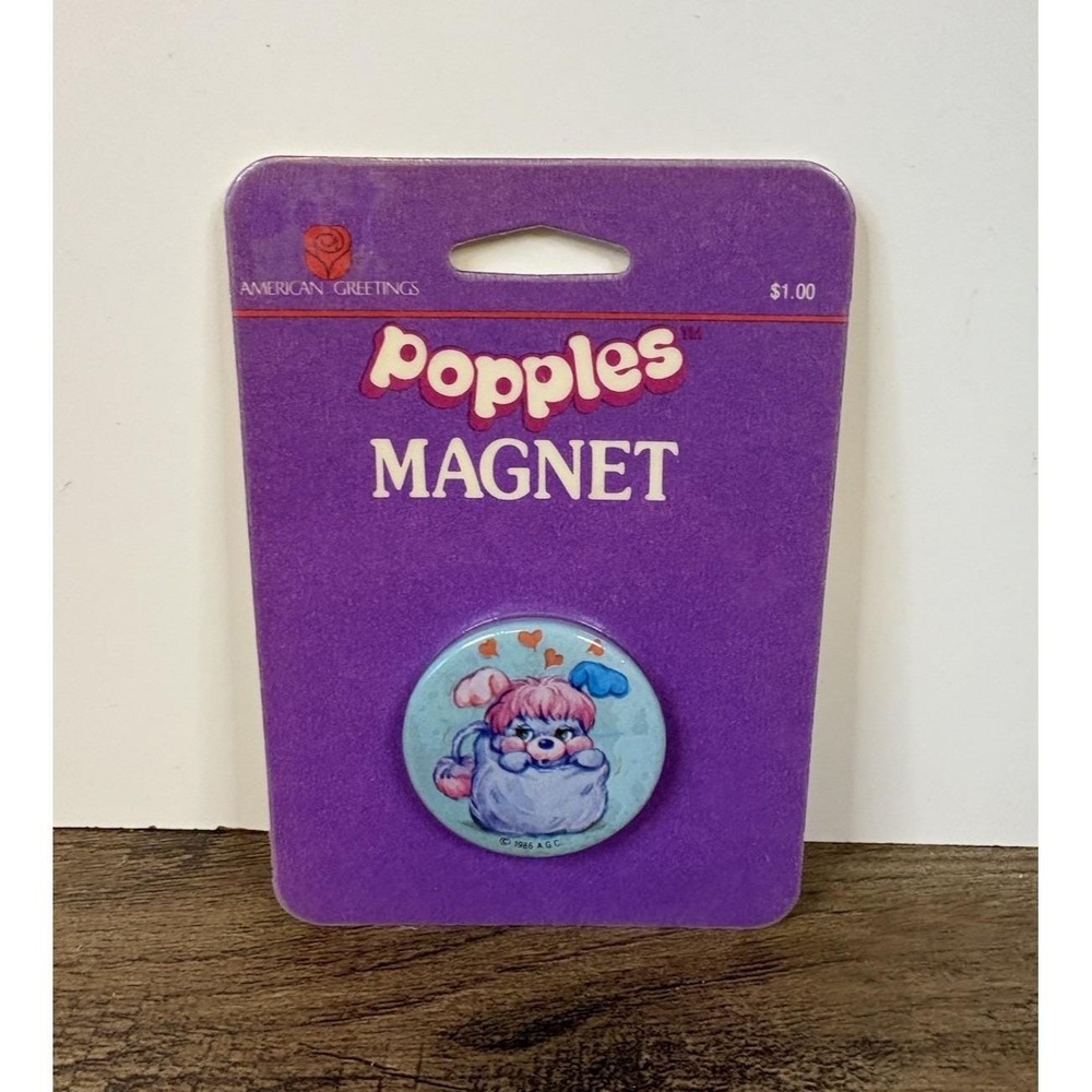 Vintage Popples 1.75" Round Magnet P.C. Popple PC Hearts